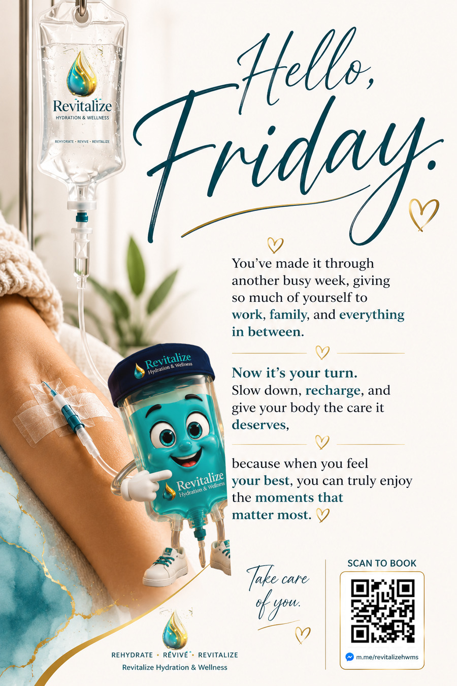 Hello Friday branded social post for Revitalize Hydration and Wellness