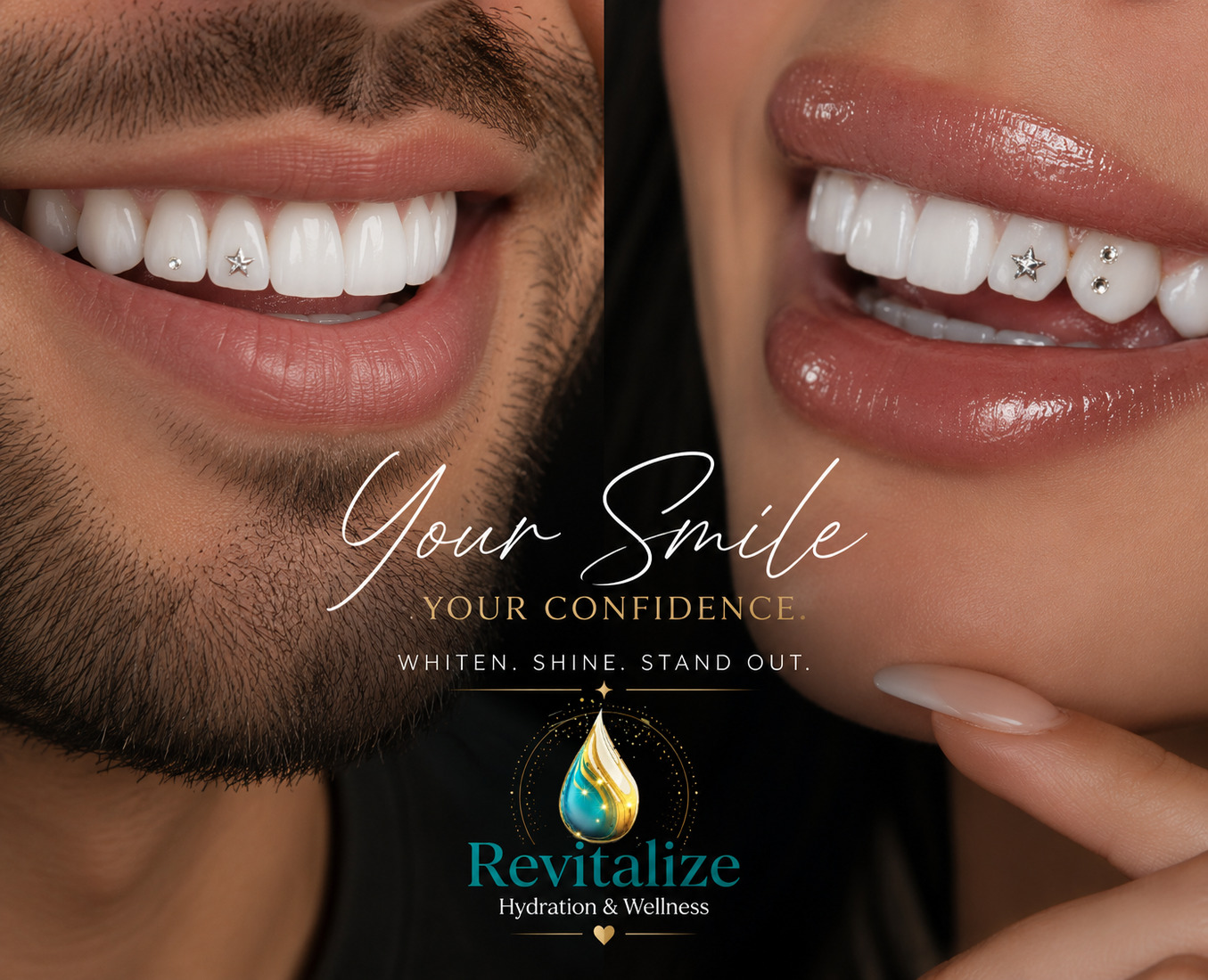 Teeth whitening service graphic for Revitalize Hydration and Wellness