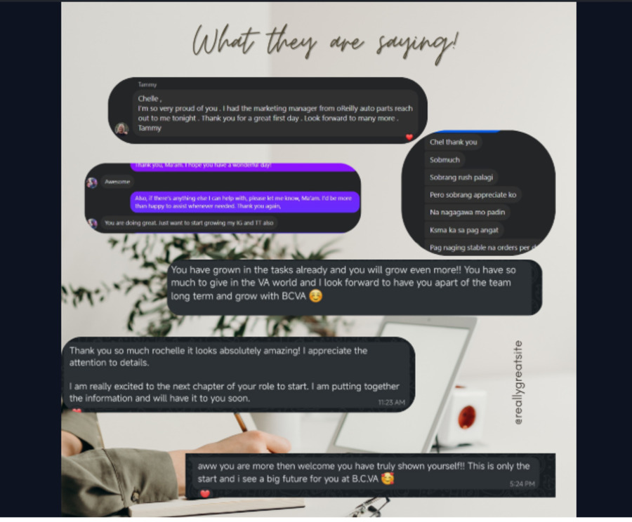 Collage of real client feedback messages